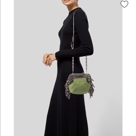 Vanessa Bruno Charlie green suede bucket bag NWTS